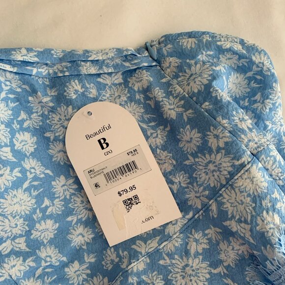 Arula 2X Light Blue Floral Dress Sleeveless Lace Mini Lined Sundress NWT - Picture 8 of 13